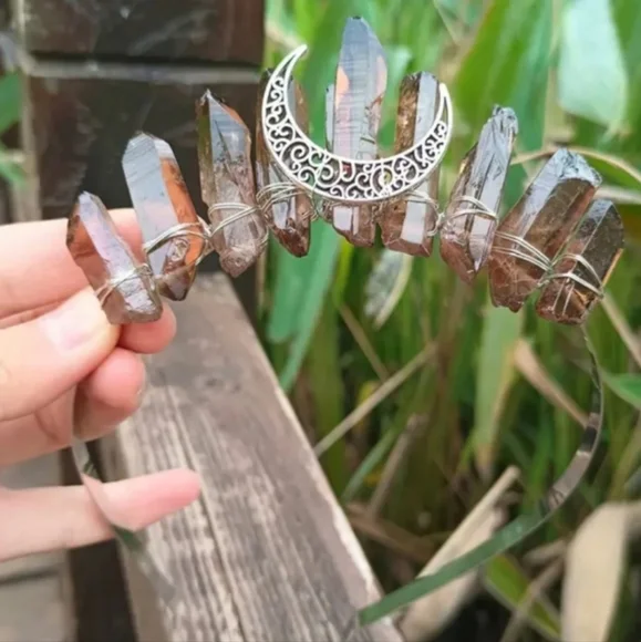 Genuine Smokey quartz crystal headband - Picture 4 of 5